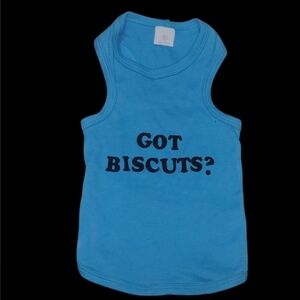 Dog Shirt Blue "Got Biscuits" T-Shirt Sz LARGE Pet Clothes Apparel Petcore NWOT